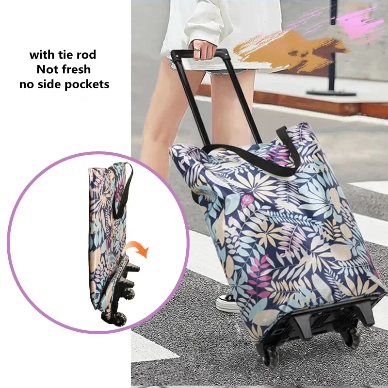 JBTP New Portable Shopping Cart Supermarket Buy Vegetables Elderly Trolley Bags On Wheels Folding Small Pull Cart  Shopping Bags