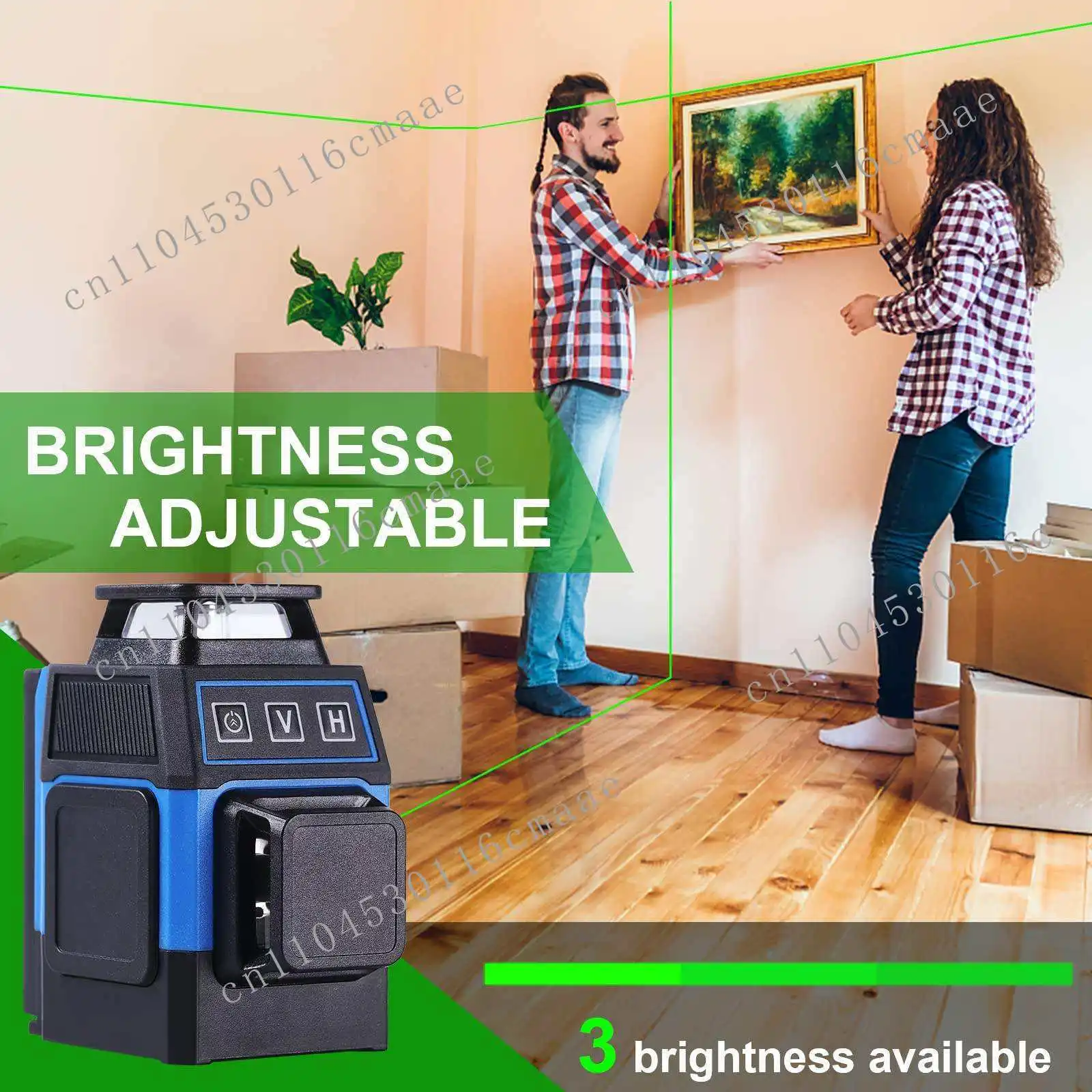 Miniature rotating high-precision green light rotation 360 cross-line self-leveling 3D 12-line laser level for buildings