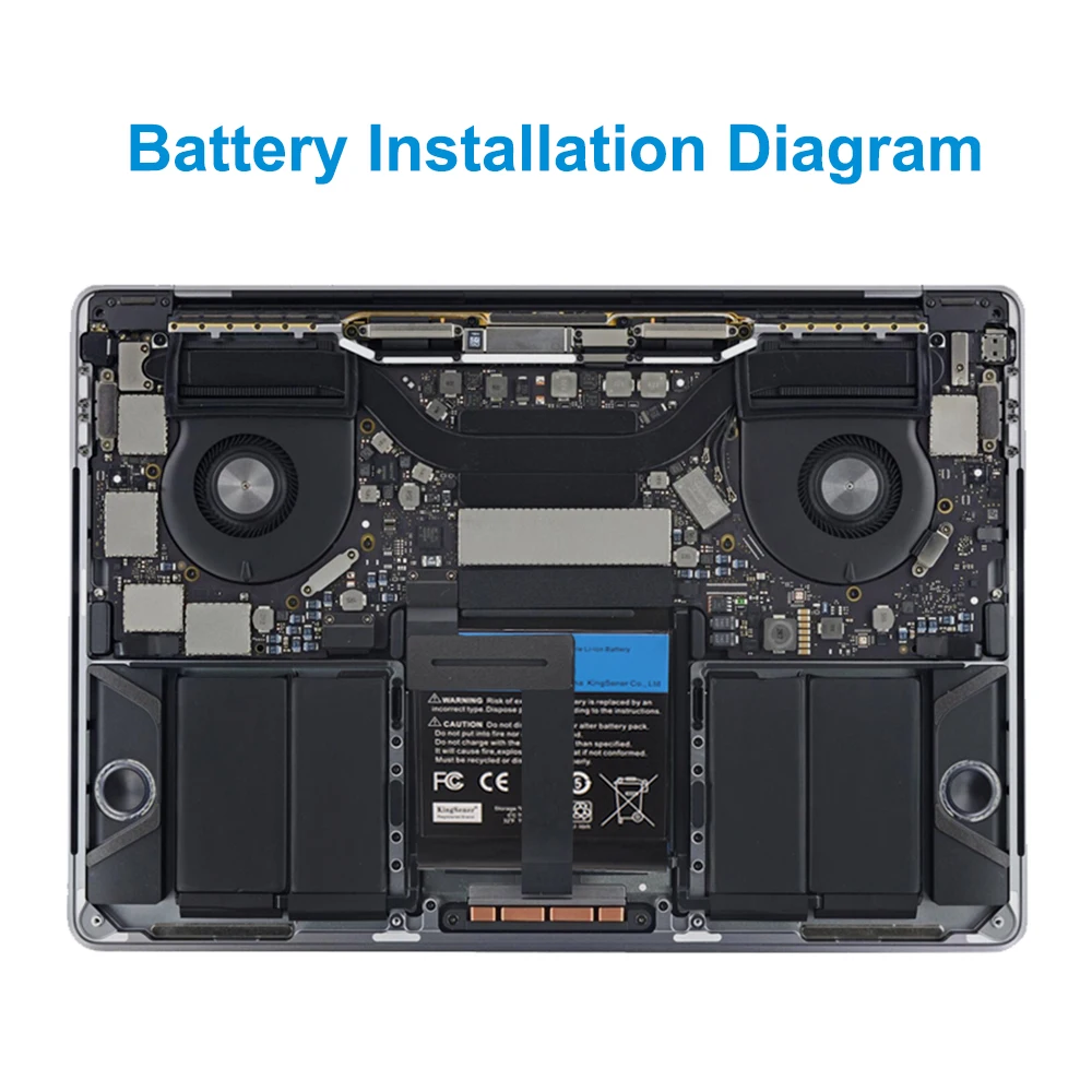 Bateria KingSener A1819 do Apple MacBook Pro 13'' Touch A1706 (koniec 2016, połowa 2017) EMC 3071 EMC 3163 MLH12LL/A MPXV2LL/A 49.2WH — zdjęcie produktu 6
