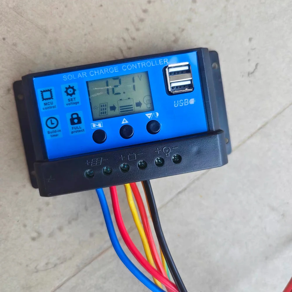 10/20/30/40/50/60/80A Solar Charge and Discharge Controller LCD Display PWM Dual USB Auto Solar Cell Panel Charger Regulator 12V