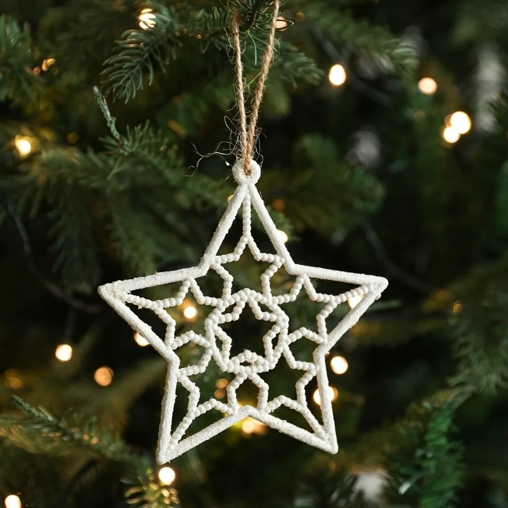 Hanging Christmas Decoration Pendant Plastic Elk Pentacle Christmas Tree Ornament Snowflake Design Christmas Tree Decoration