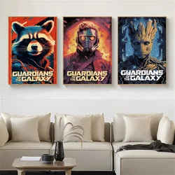 MINISO Guardians of the Galaxy Canvas Poster Rocket Raccoon Starlord Groot Print  Marvel Wall Art For Office Bedroom Decor