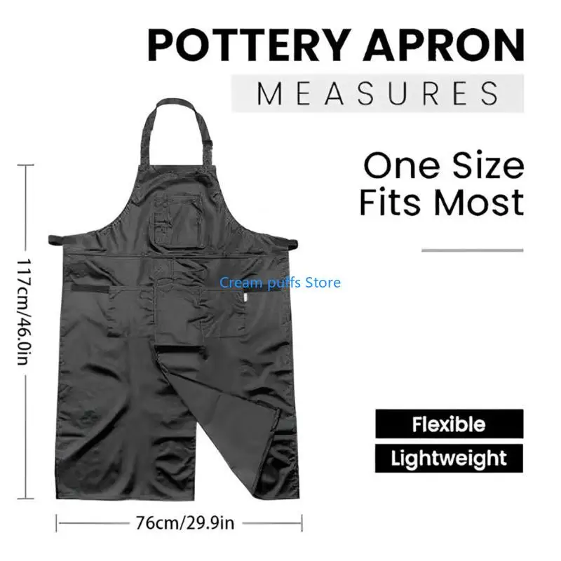 50LE Water odporny na ceramikę fartuch z kieszeniami pełne pokrycie garncarską nogę dla kobiet