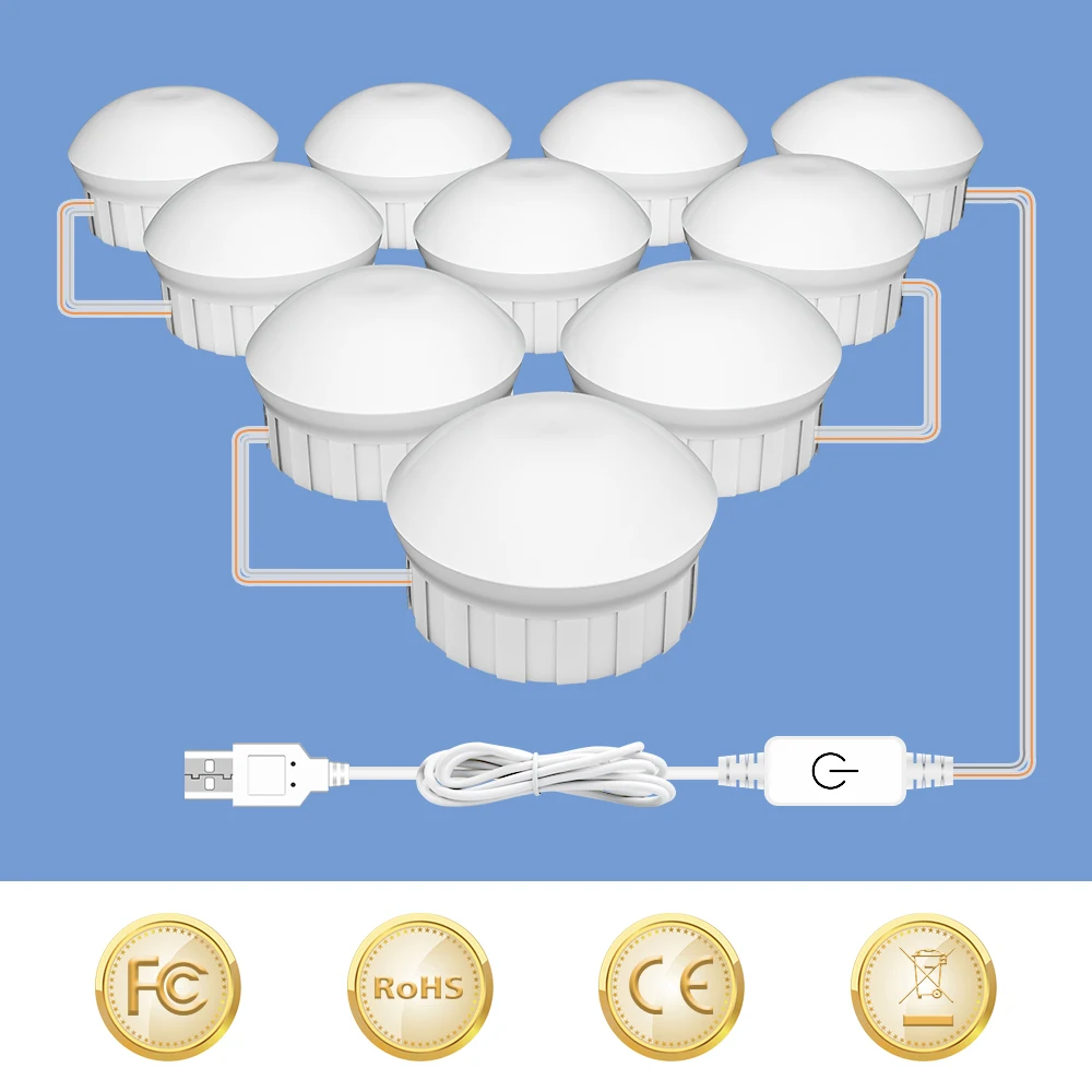 USB DC5V Makeup Mirror LED Light Bulb 3 Colors Dimmable Bathroom Dressing Table Lamp For Bedroom Mirror Decoration Fill Lighting