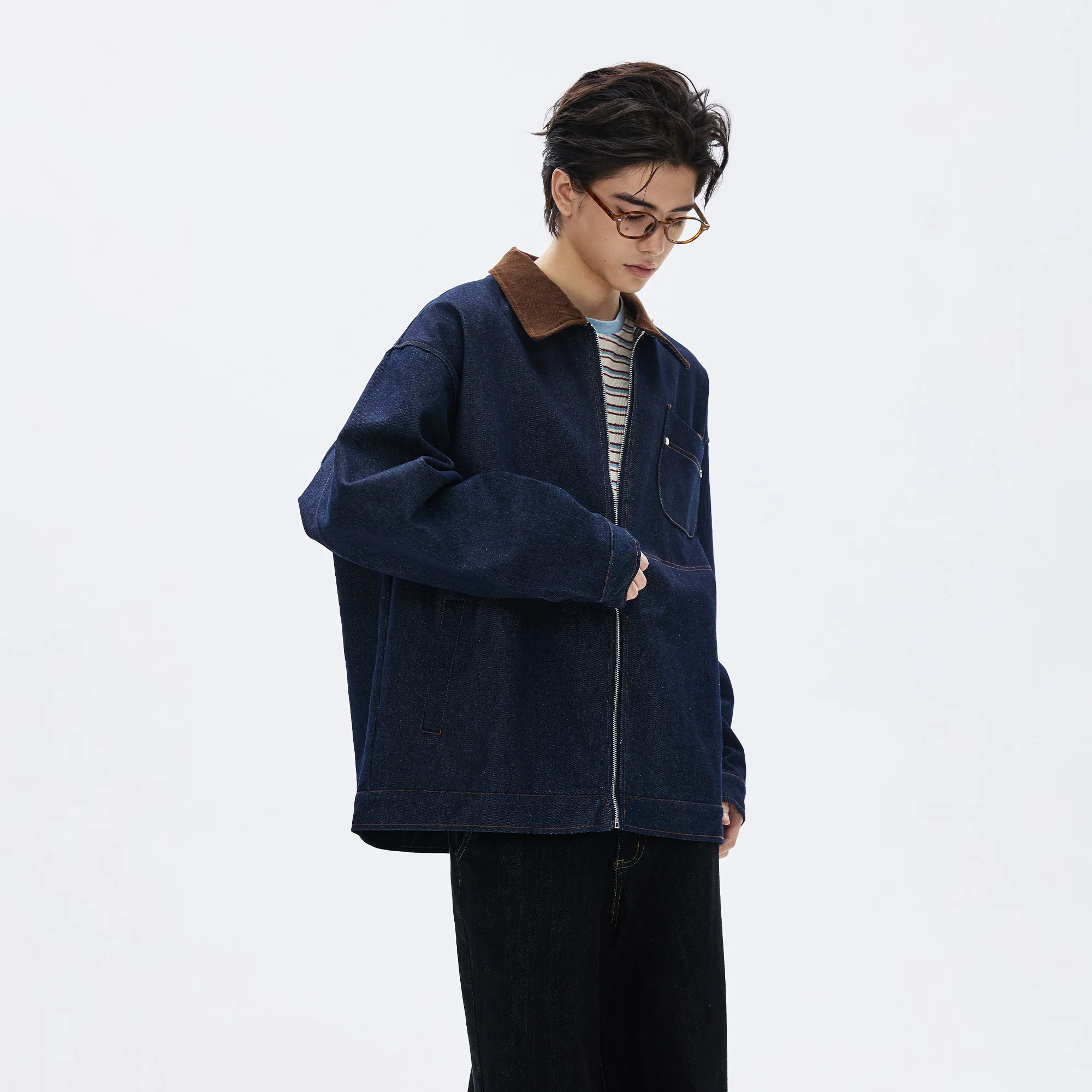 

High Quality Zipper Jacket Men's New Spring Autumn Jacket Fashion Brand Zipper Top Men's Loose Retro High Street Denim Jacket