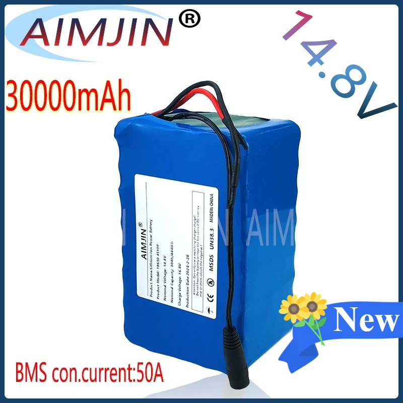 14.8V 30Ah 18650 4S10P 444Wh Lithium-ion Power Battery withBMS for Inverter Smart Robot High-power Equipment Etc