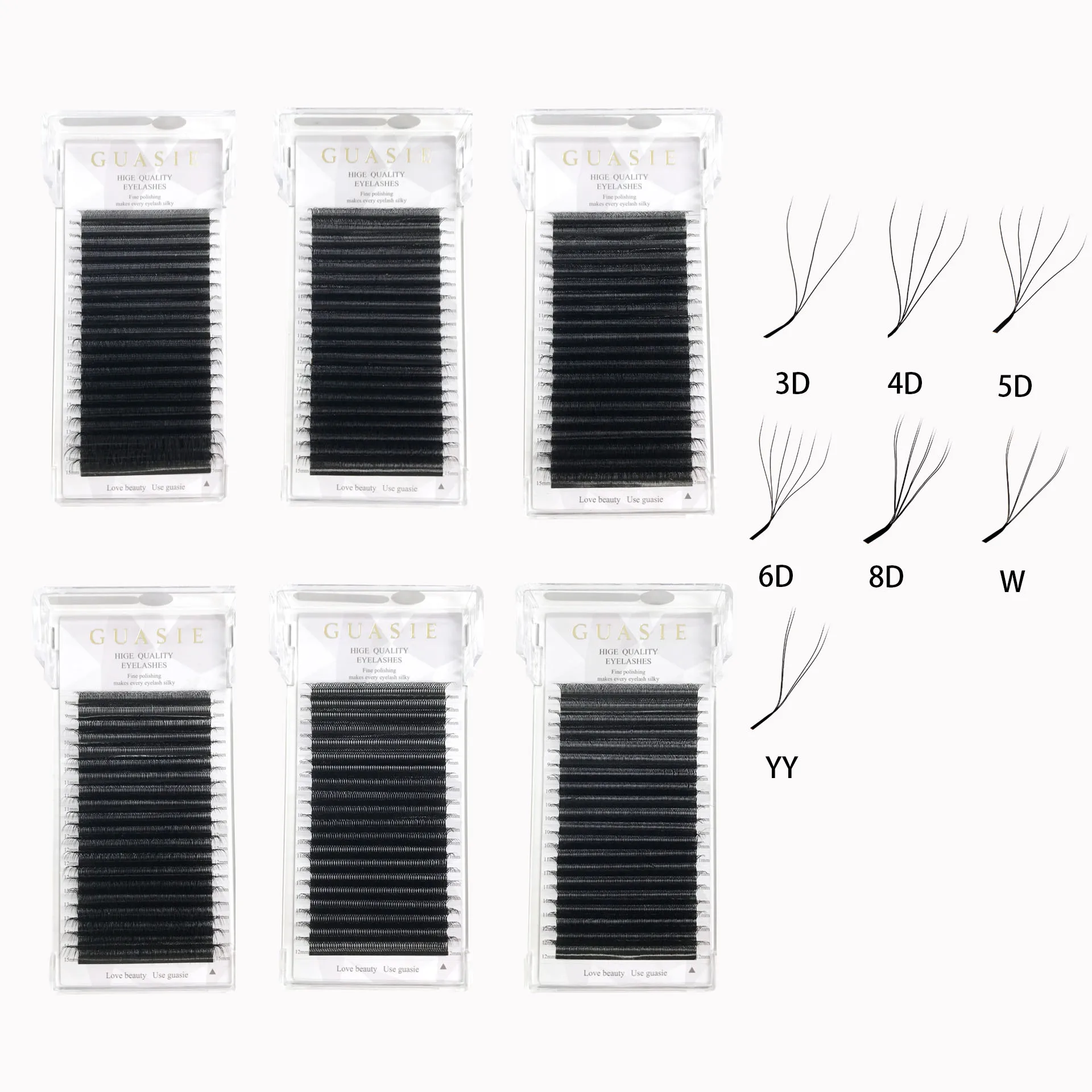 20 lines YY Shaped Eyelashes Extension Faux Mink Natural Soft 3D/4D/5D/6D/8D W Shape Premade Fans Eyelash Makeup Volume Lashes