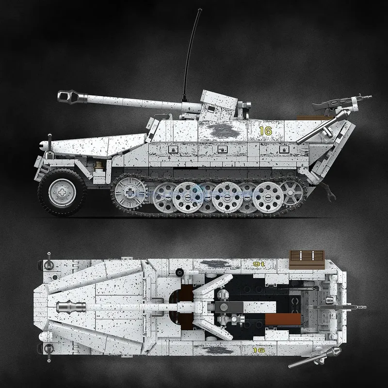 군용 장갑차 블록 MOC 100320 Sd.Kfz.251/22 Ausf.D 스타일 모델 브릭 키트 트랙 차량 장난감 선물 어린이용