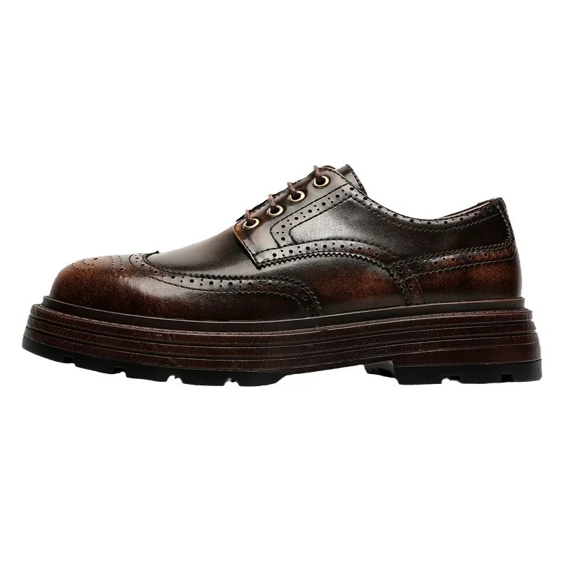 

CLAIAMI Brock Carved Business Casual Men Shoes Genuine Leather British Retro Wedding Shoes for Men Luxury Dress Handmade Zapatos