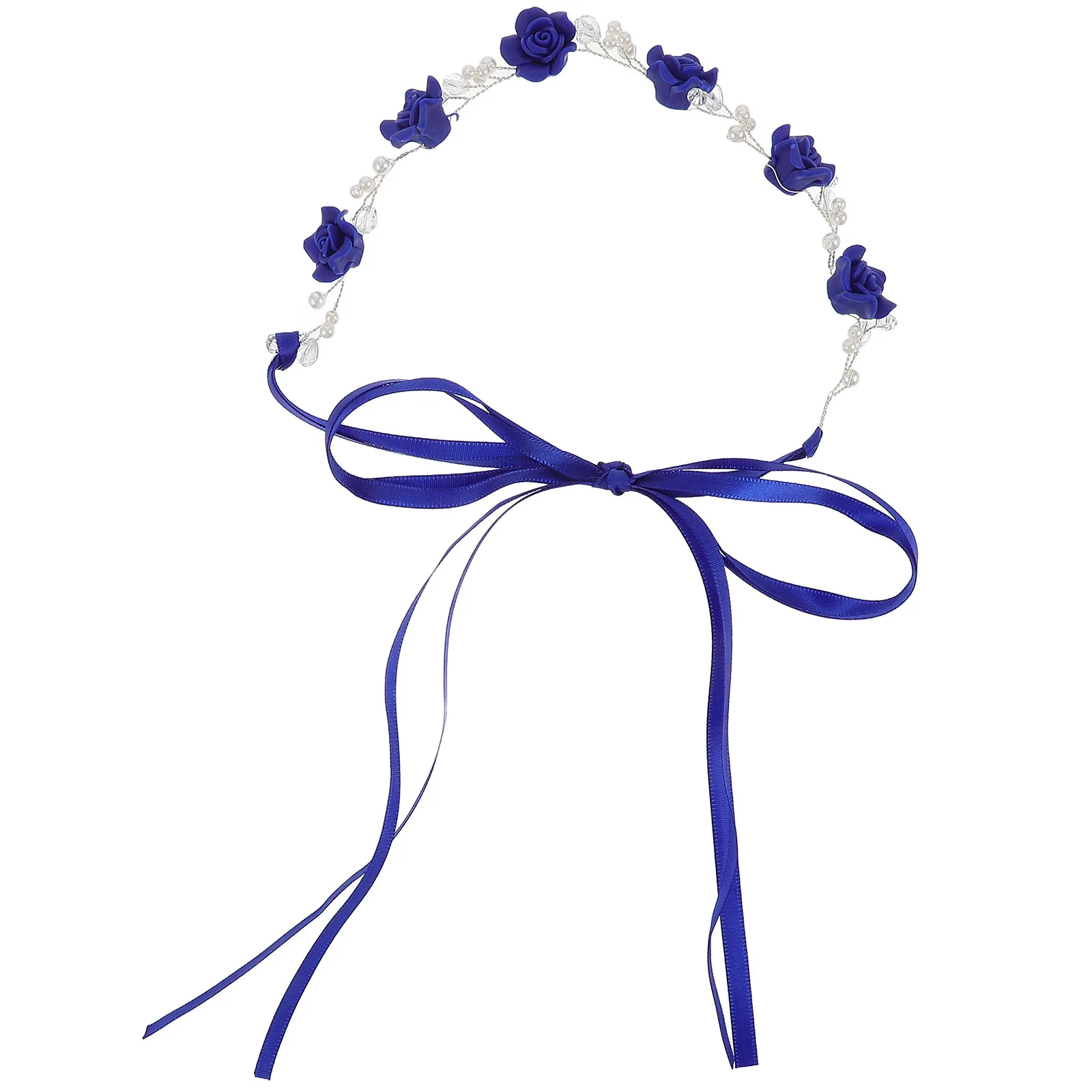 

Vintage Colorful Clay Flower Pearl Headband Bridal Hair Accessories Elegant Handmade Wedding Headpiece Comfortable Adjustable
