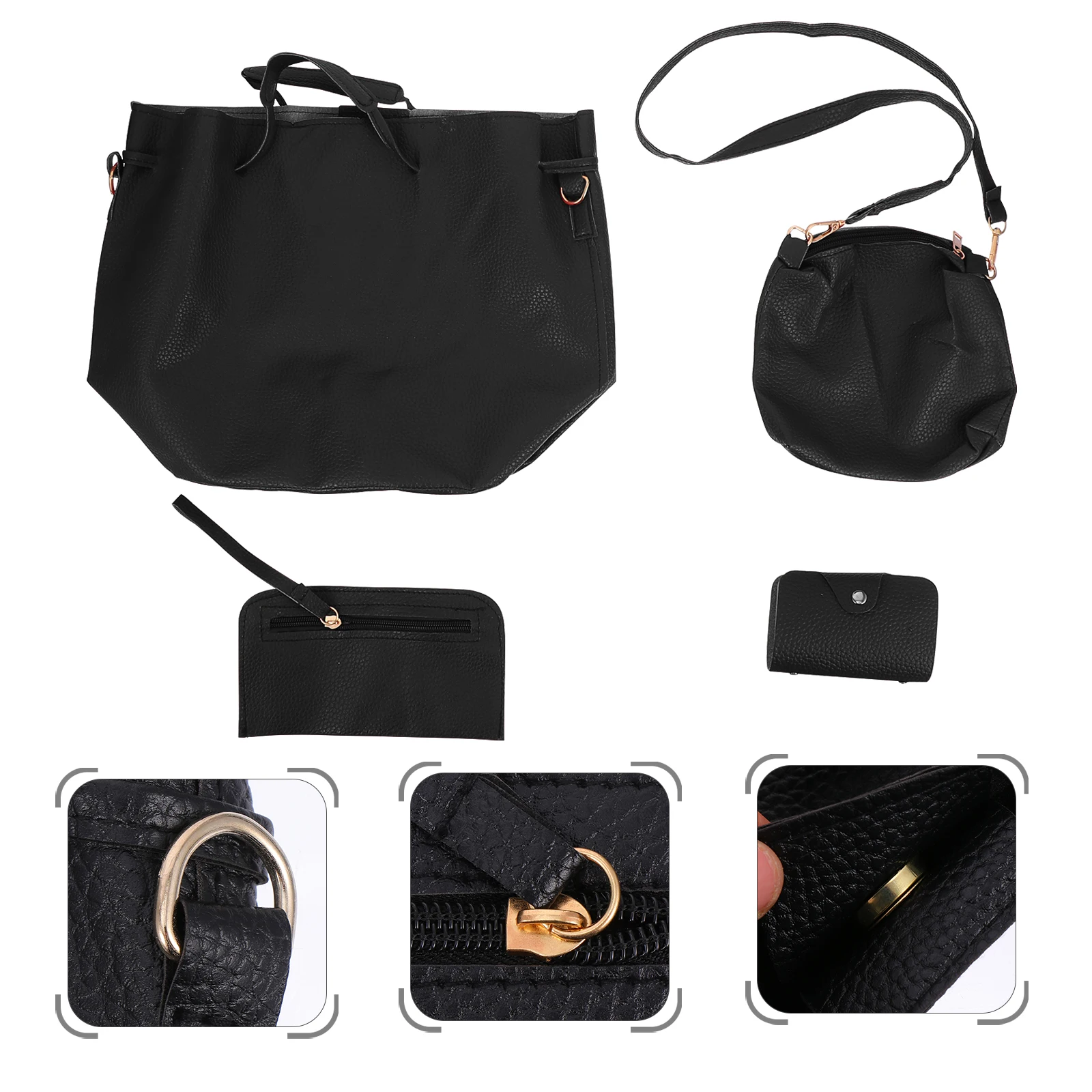 

1Set Women Storage Bag Set PU Tote Crossbody Shoulder Purse Card Wallet All-Match Fashionable Birthday Gift