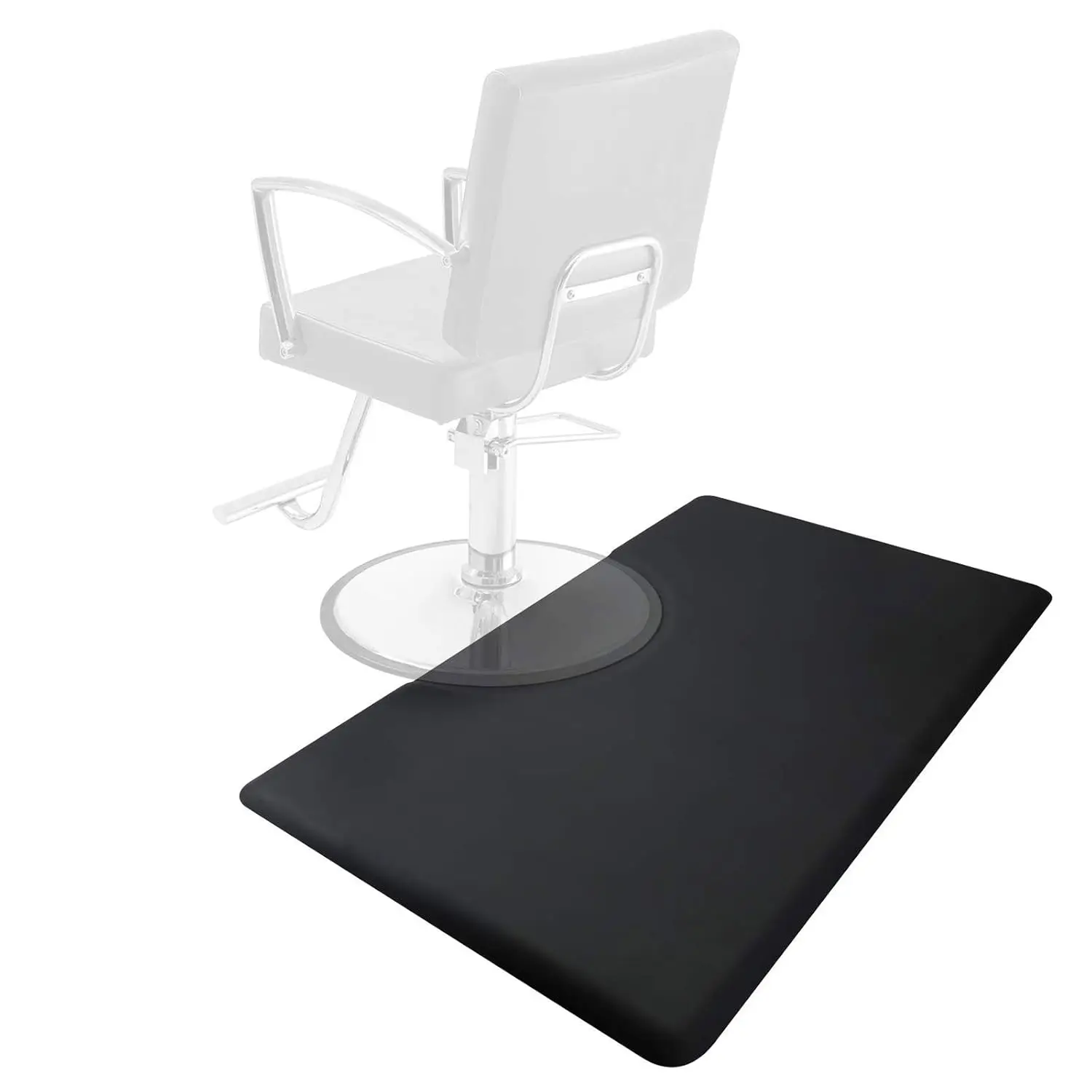 3 ft. x 5 ft. Salon & Barber Shop Chair Anti-Fatigue Floor Mat - Black Rectangle - 1/2 in. Thick - 2 Pack