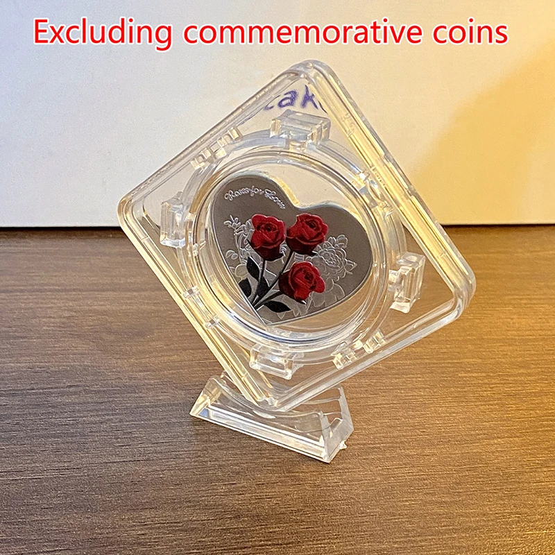 

Commemorative Coin Protection Box Acrylic Coin Display Box Transparent Box 40mm Bare Coins For Rotating Bracket Storage