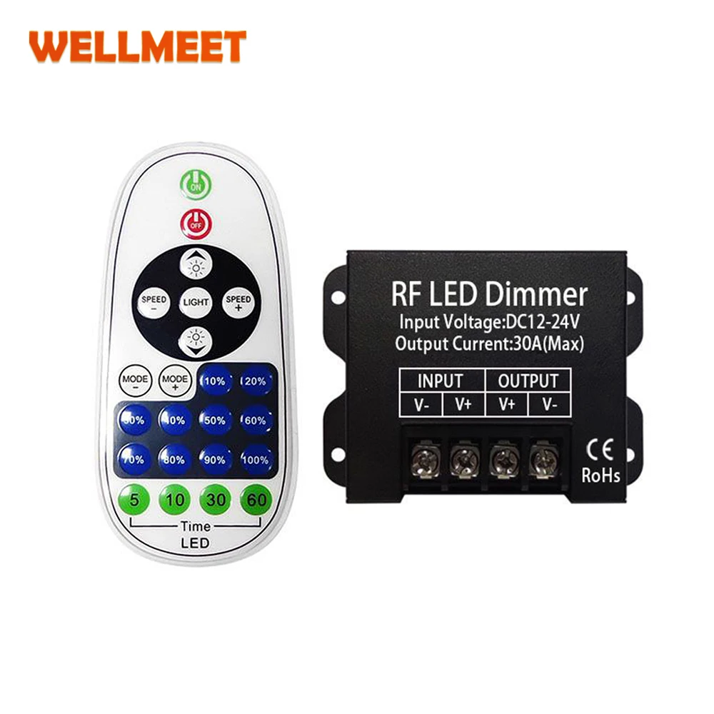 23 Key Wireless High-Power Dimmer RF Radio Frequency Controller Monochrome DC12-24V Iron Shell for Lighting Control