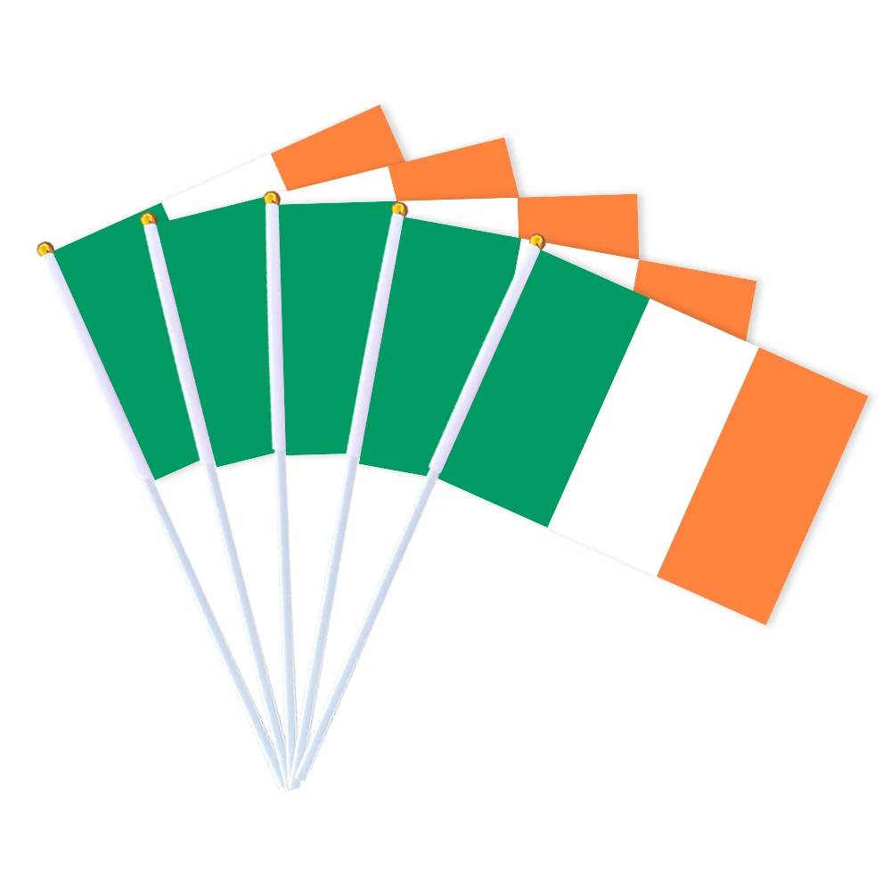 CYPOMELO Flag  Ireland national flag 14 * 21cm Ireland flag small holding waving flag indoor and outdoor home decoration