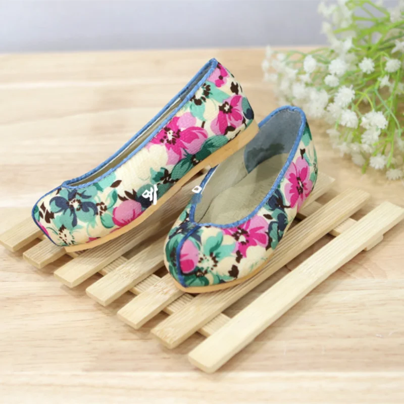 

Kids Flowers Shoes Traditional Hanbok Hook Shoes Birthday Girl Hanfu Printing Shoes