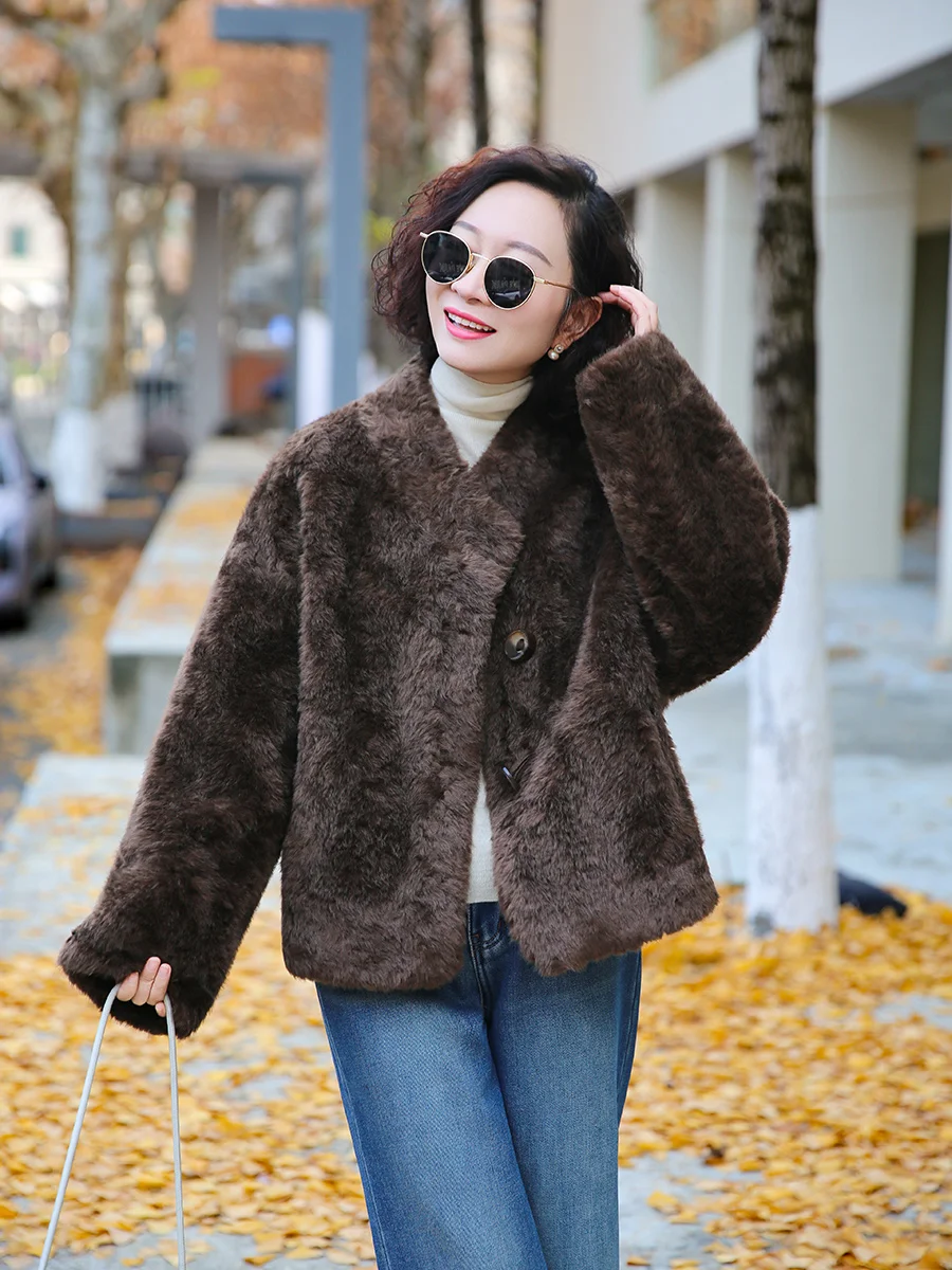 

Eco-Friendly Faionable Vintage Warm Loose Casual Tuscany Fur Coat for Women Ele Sli Winter Outerwear