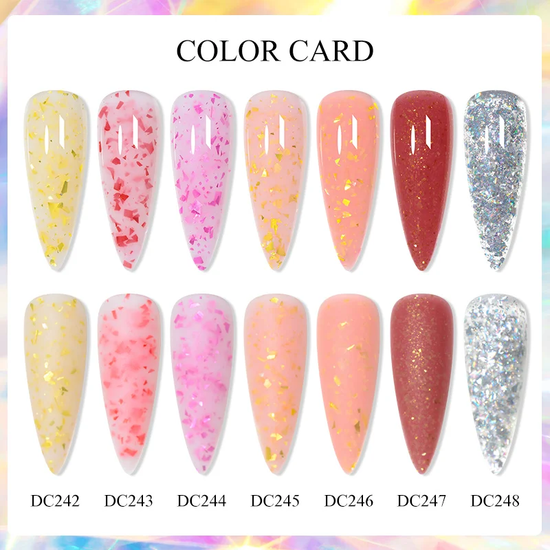 7ML Gold Foil Quick Extension Nail Gel Vernis Semi Permanent Acrylic Crystal Pink Clear Nude Gel Nail Polish UV Construction Gel — zdjęcie 5