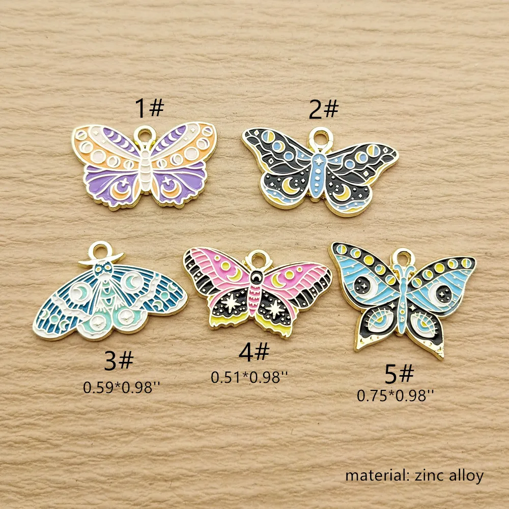 10pcs Moon Butterfly Charm for Jewelry Making Necklace Bracelet Earring Pendant Diy Accessories Alloy Metal Gold Plated