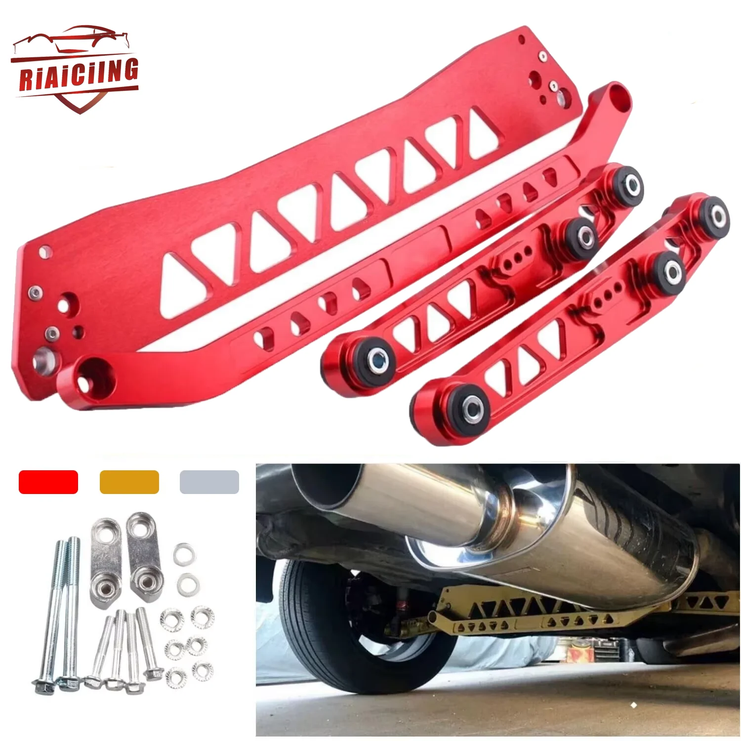 Gold Red Sliver Billet Aluminium For Honda Civic EG 92-95 REAR SUBFRAME BRACE+TIE BAR+Rear Lower Control Arm Chassis Part