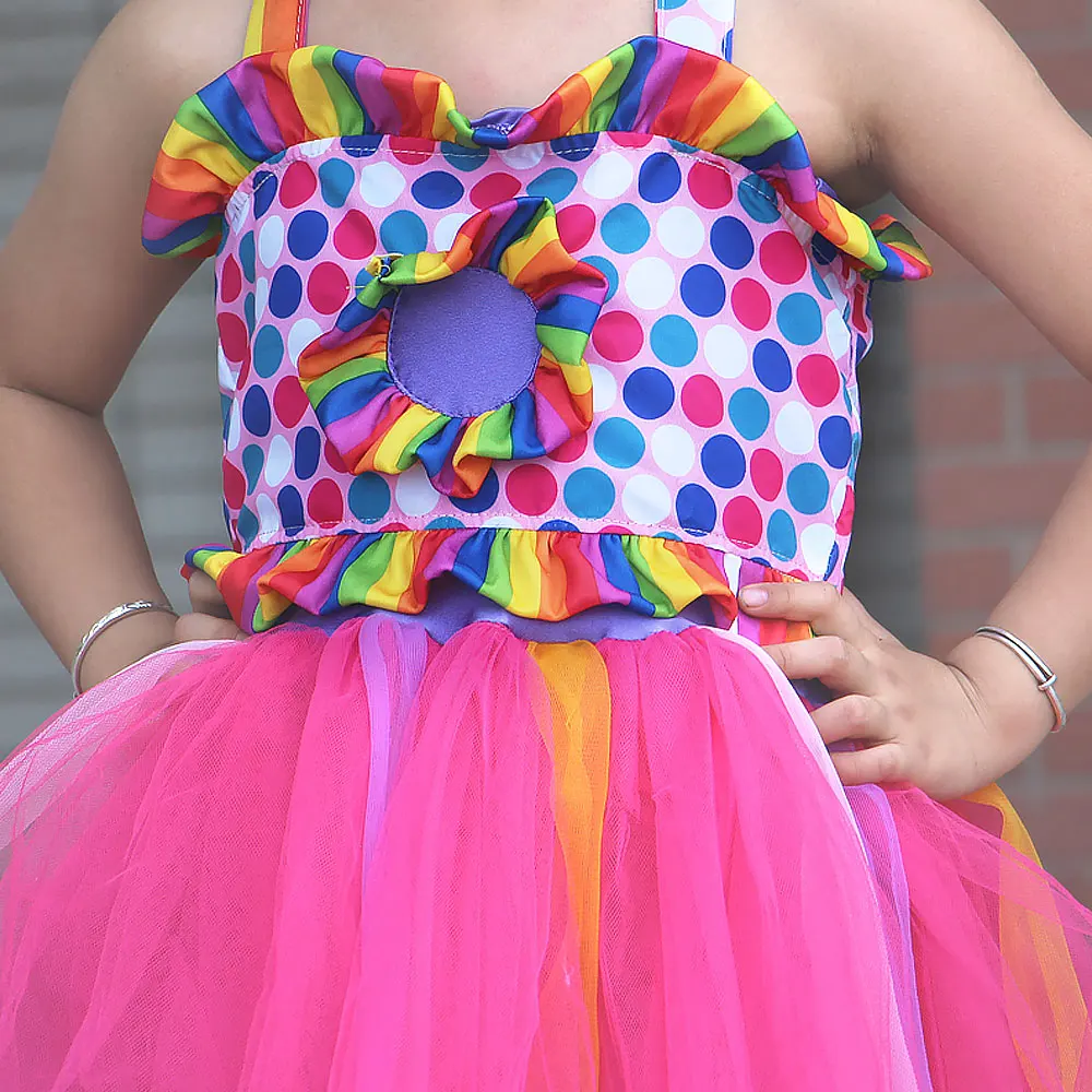 Kids Clown Costume Funny Cute Costume Hat Girls Dress Up Games Party Clothes Halloween Christmas Party Polka Dot Stripes