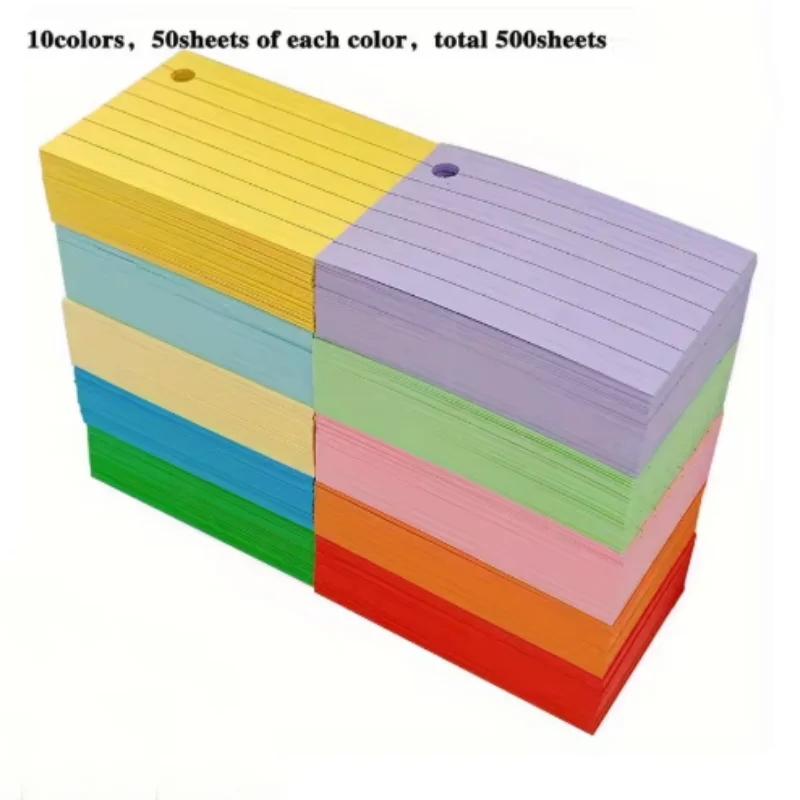 

500-Sheet Lined Colored Index Cards – Ruled Flashcards for Study, Learning, and School Notes – Paper Note Cards
