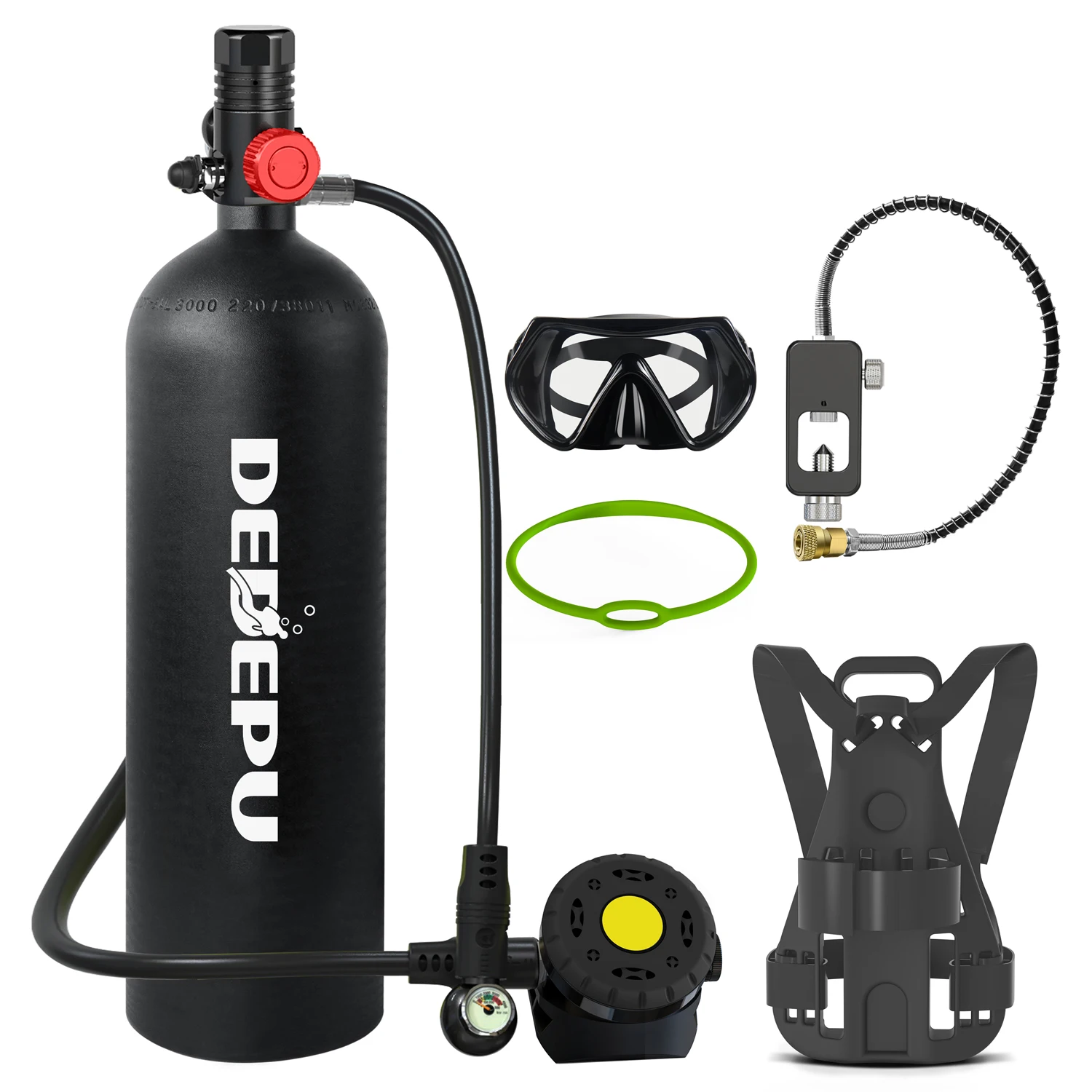 

DEDEPU Portable High-Pressure 4L Aluminum Tank – Mini Oxygen Cylinder with Backpack for Scuba Diving & Swimming
