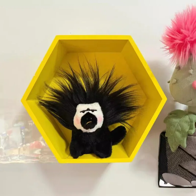 Porte-clés décoratif en peluche avec épingles à cheveux, visage de singe blanc mignon, cheveux frits, peigne drôle et drôle, sac à dos