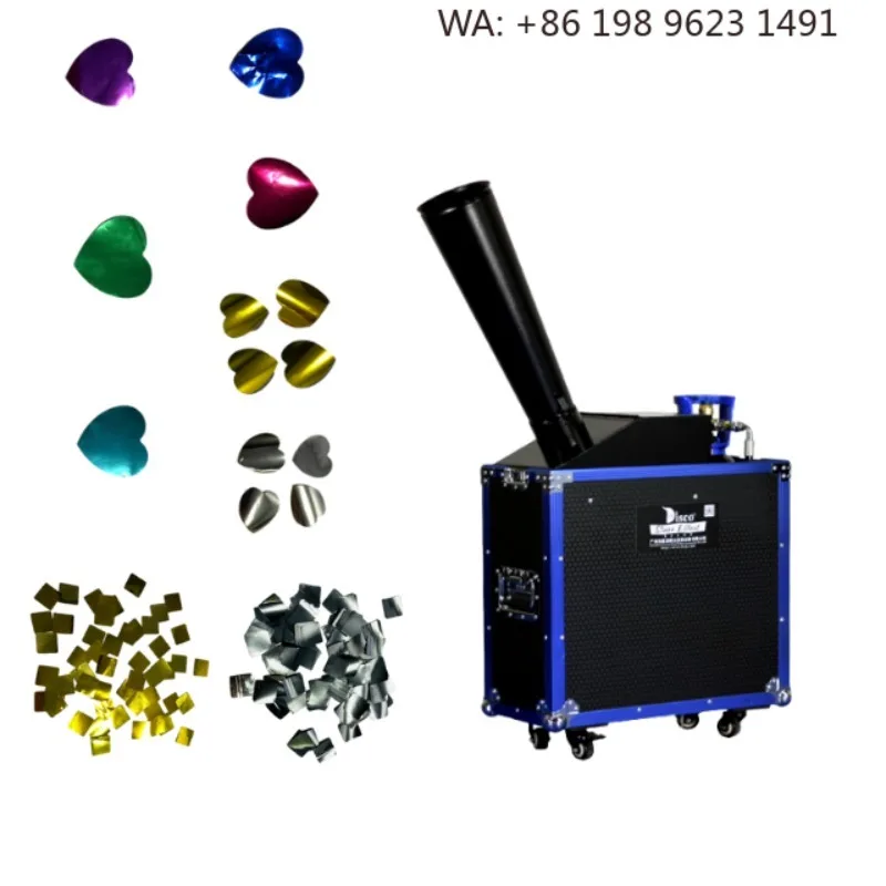 Blue Flight Case CO2 Paper Confetti Blaster DMX Adjustable Stage Spraying  for Wedding Party Festival FX Decoration