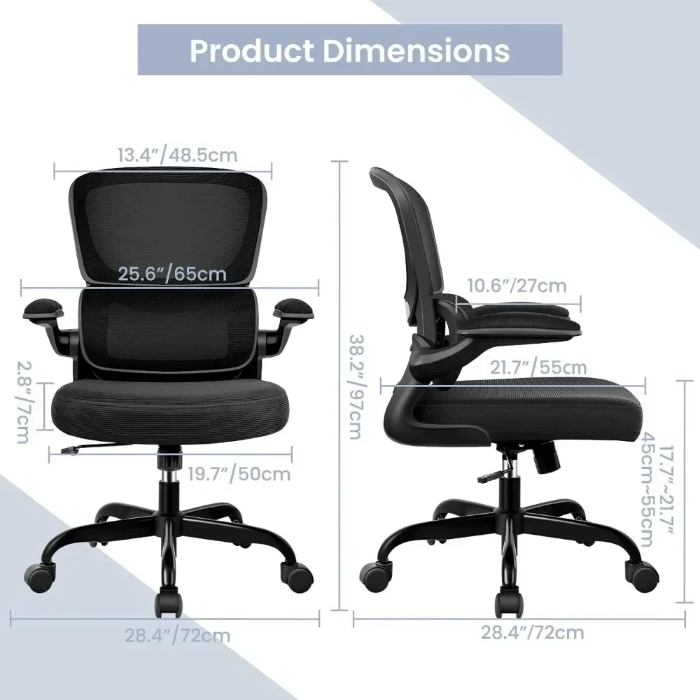 Ergonomic Desk Chair With Lumbar Support and Adjustable Armrests Breathable Mesh Mid Back Computer Chair Office Chairs Furniture