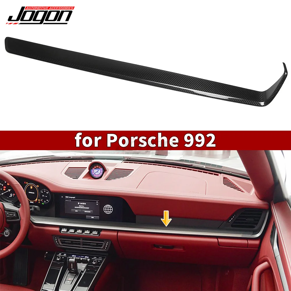 Panel de consola central de fibra de carbono Real, tira inferior decorativa embellecedora para Porsche 911 992 Targa 4 Turbo S Carrera T 2020 -2024