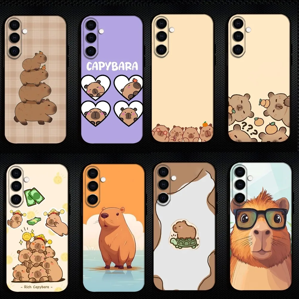 

Cute Capybara Funny Phone Case For Samsung Galaxy A73/A72/A71/A70/A53/A52/A51/Others Soft Black Shell