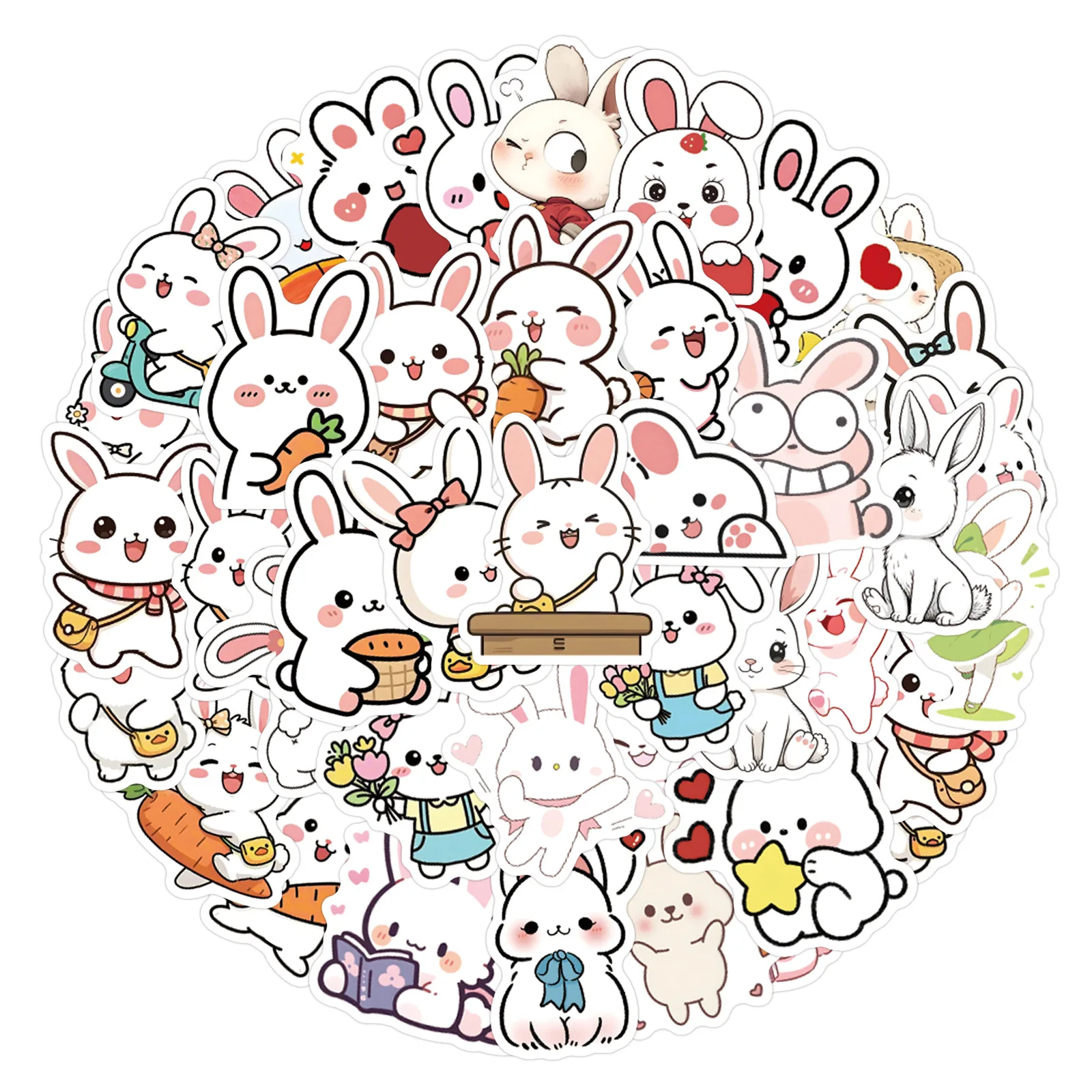 

10/60PCS Kawaii Cute Funny Bunny Doodle Decorative Stickers Refrigerator Wardrobe Shoe Rack Decorative Stickers Kids Toy Gifts