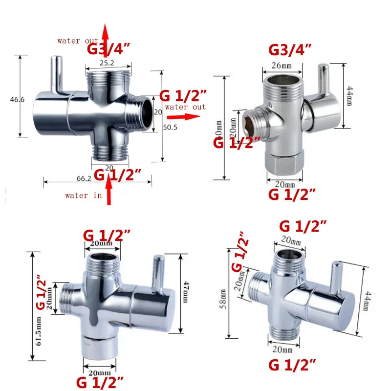 3way Faucet T Adapter Male G1/2