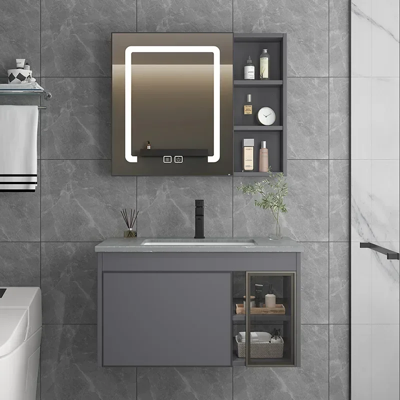 Modern Bathroom Cabinets With Smart Mirror Slate Ceramic Washbasin Bathroom Vanity Sink Cabinet Bathroom Furniture