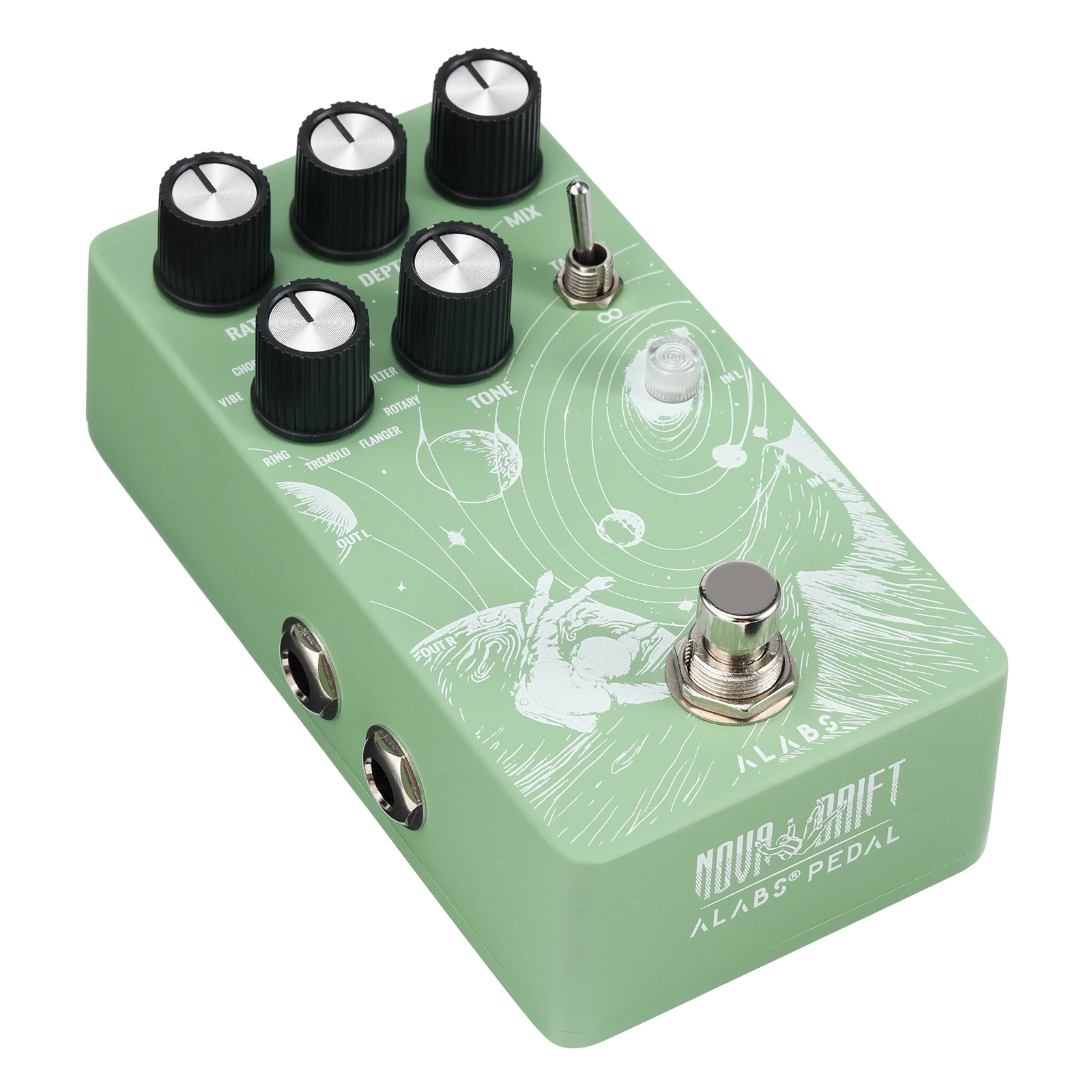 ALABS NOVADRIFT Modulation Pedal with 9 Stereo Mod, Vibe Chorus Phaser Rotary Filter Flanger Tremolo Ring, Tap Tempo