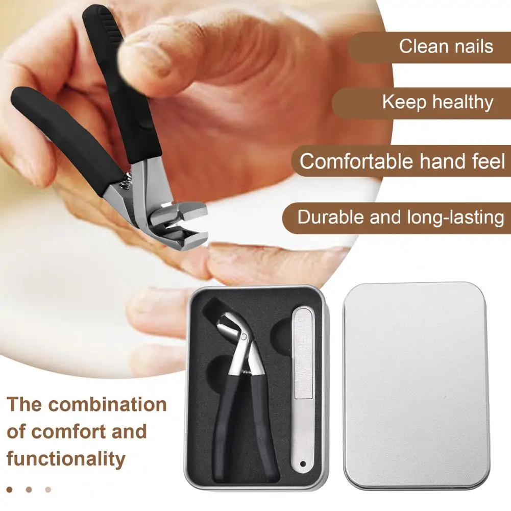 2Pcs Nail Clippers Stainless Steel Nail Clipper Sets with Built-In Collection Box Wide Jaw Opening Toenail Clippers Nail Files