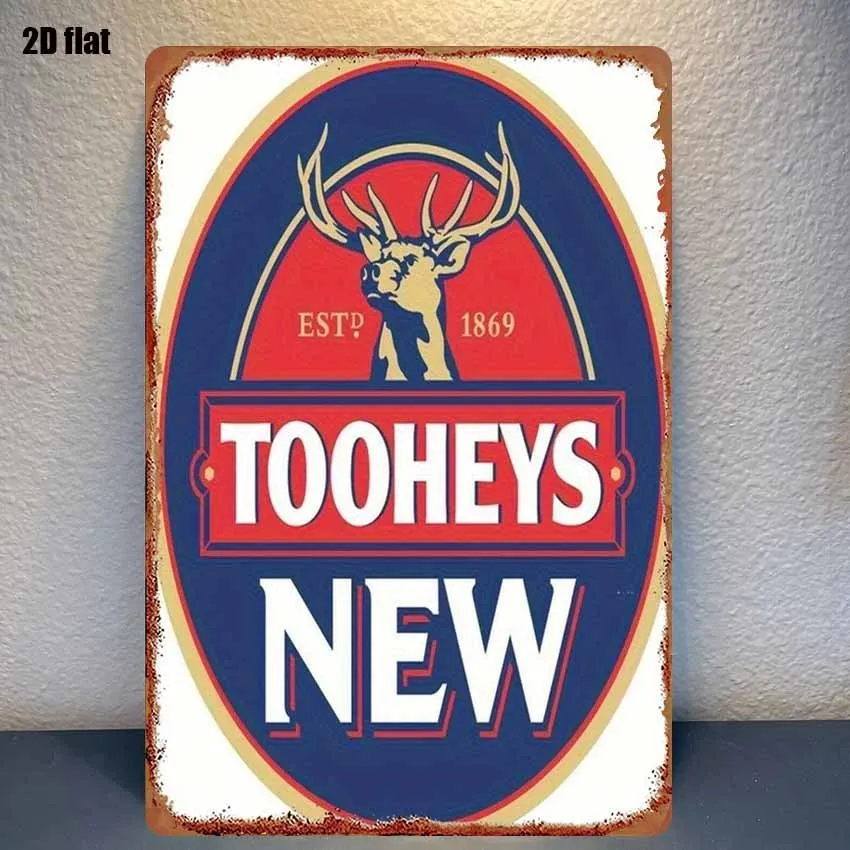 High Definition Metal Tin Sign Tooheys New Est 1869, Retro Beer Logo Wall Art Decor for Home Bar Pub Man Cave, 2D Flat Vintage I