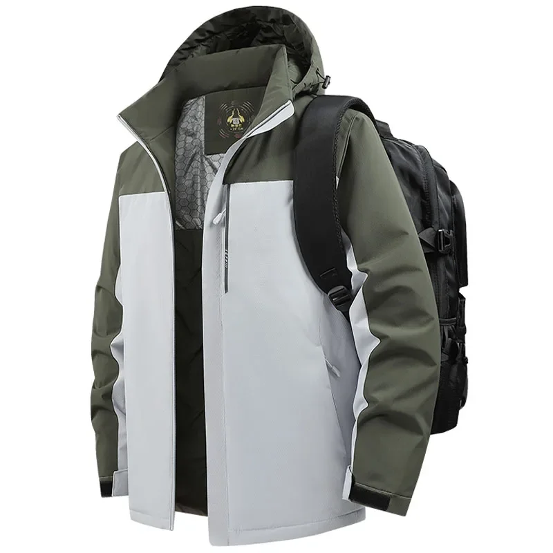 Men's Parka Splicing Parka Winter New Hooded Down Jacket Fleece Warm Jackets Men Business Leisure Coat Baseball Coats Unisex