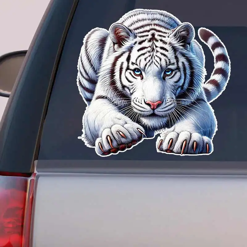 Watercolor White Tiger Car Sticker Decal Vinyl Detachable Waterproof Outdoor Car Bumper Window Notebook Computer Decoration Y373