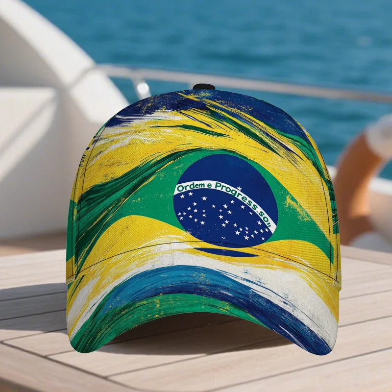 Brazilian Wave Print Duckbill Cap Adjustable Snapback Hat Suitable for Streetwear Christmas Parties Brazilian-Themed Events