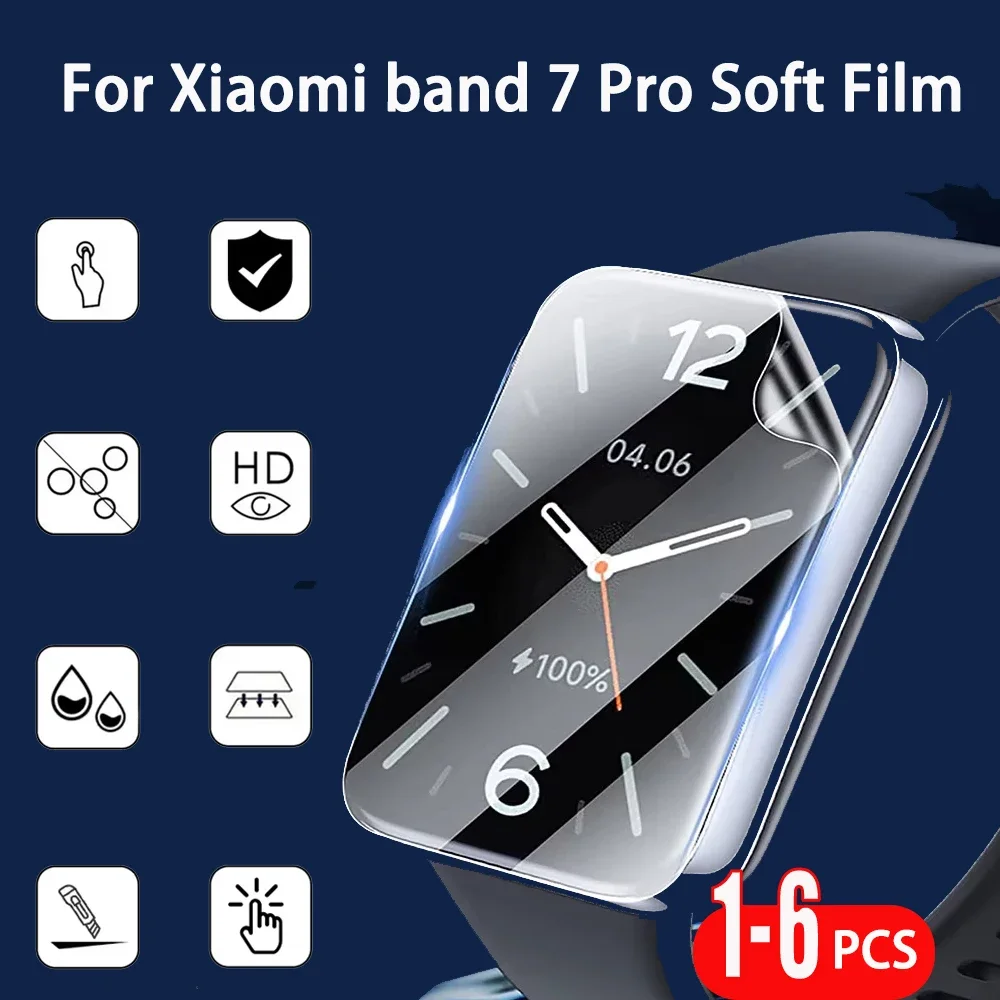 

Soft Film For Xiaomi Band 7 Pro Screen Protector 1-6PCS Full Cover Anti-scratch Hydrogel Films For Miband 7Pro Watch Accessories