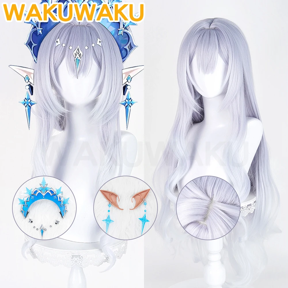 EN STOCK Perruque de cosplay Vodyanitsa Anastasya Feodorovna Snezhnaya, jeu Genshin Impact WakuWaku, cheveux longs pour femme 90cm, bonnet gratuit