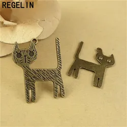 REGELIN Antique Bronze/Antique Silver color Cat Pendant 10pcs 26x33mm for Diy Necklace Jewelry Making Handmade Craft