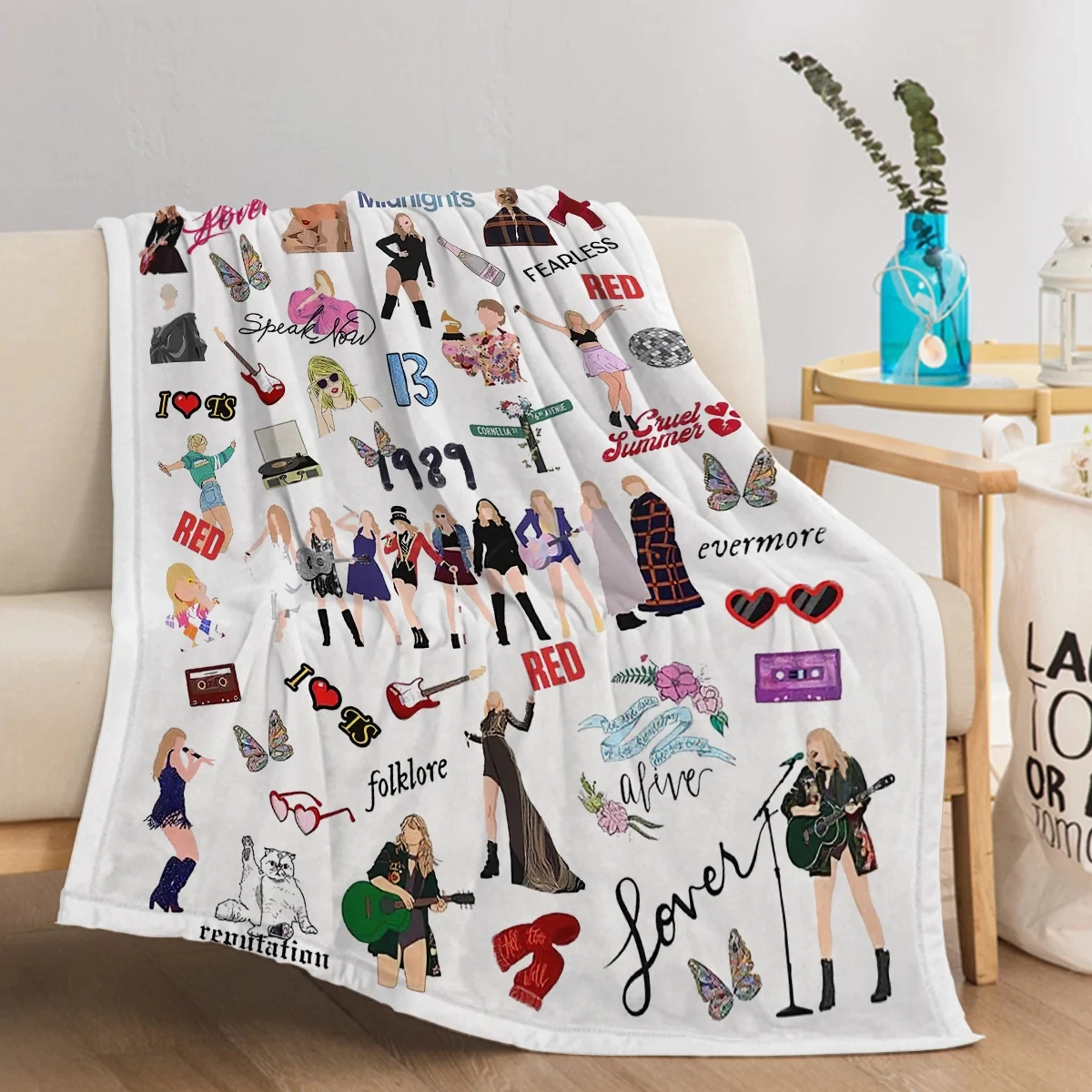 1989 Fashion Girl Blanket Printed Throw Blanket Plush Fluffy Flannel Fleece Blanket Soft Throws for Sofa Couch and Bed