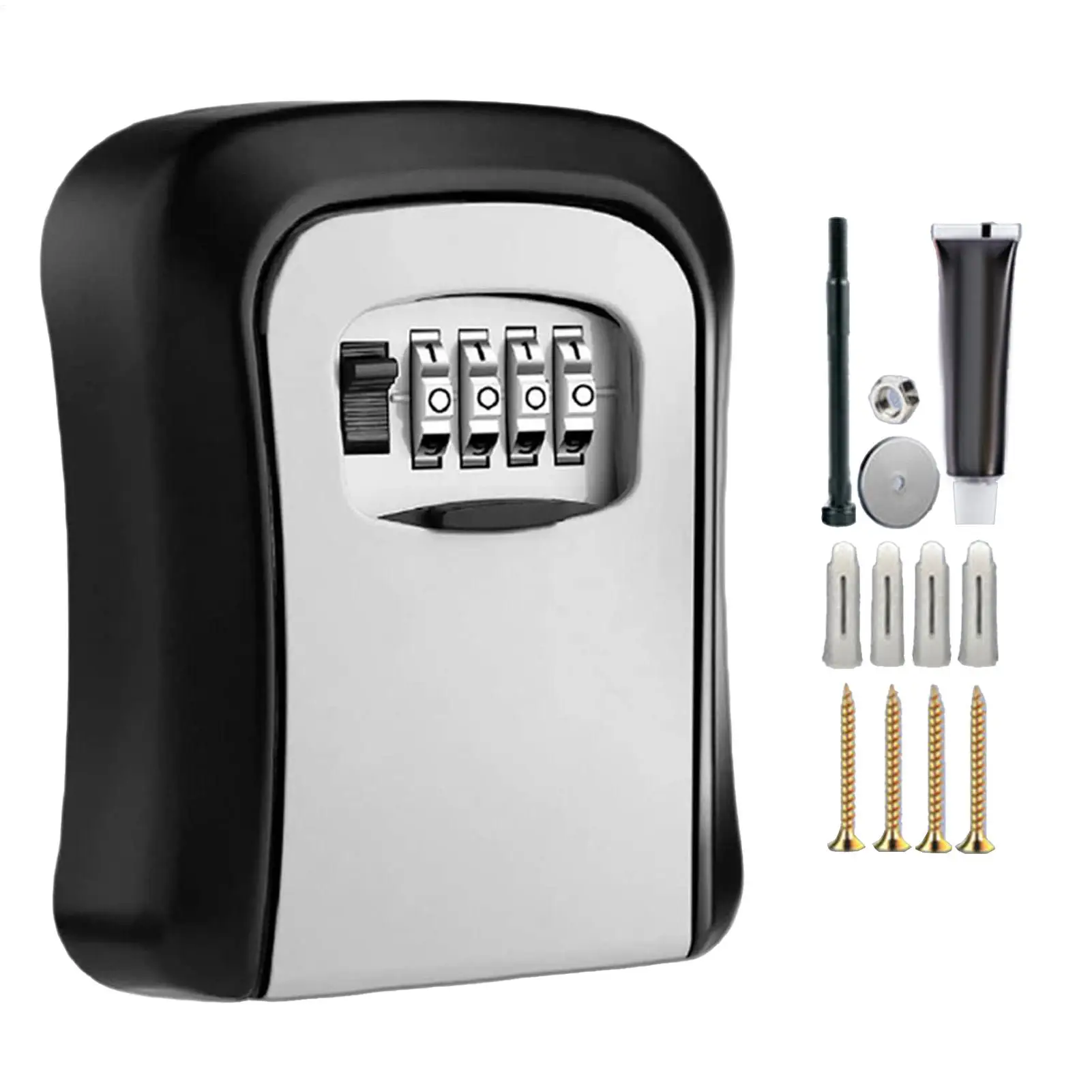 1pc Bnation Ultra-Secure Flip-Top Key Safe - Metal & Plastic Key Storage Box with Combination Dial, Key safe with password lock
