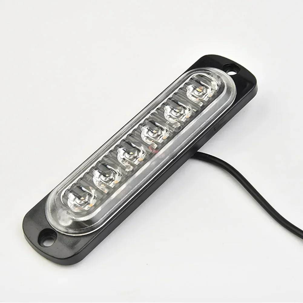 Barra de luz LED âmbar para carro, Marcador lateral do caminhão, Indicadores de sinal de giro, Farol de perigo, Lâmpada Arning W, 12V-24V, 6-LED, 18W