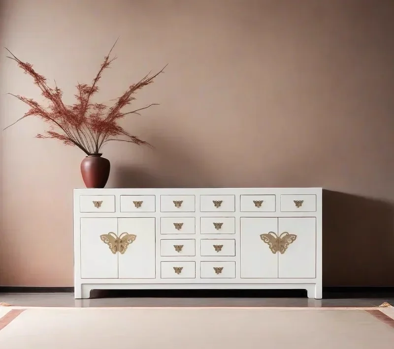 

Новый белый обеденный боковой шкаф в китайском стиле из цельного дерева, декоративный шкаф для гостиной в стиле ретро, классический антикварный шкаф для обуви