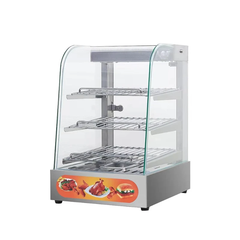 Commercial Food Warmer Display Hot Food Countertop Case Buffet Restaurant Heated Cabinet 3 Tier Food Showcase