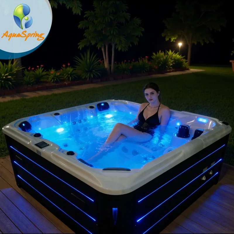 Luxury Large Freestanding Modern Hot Tub Outdoor Massage Tub Jacuzzier Spa 5-Person Whirlpool Spa Tubs 100 Jets